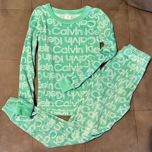 Calvin Klein Mint Green Logo Kids Pajama Set